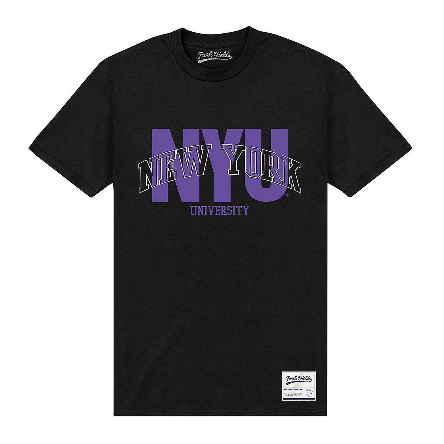 Black - Front - New York University Unisex Adult Script T-Shirt