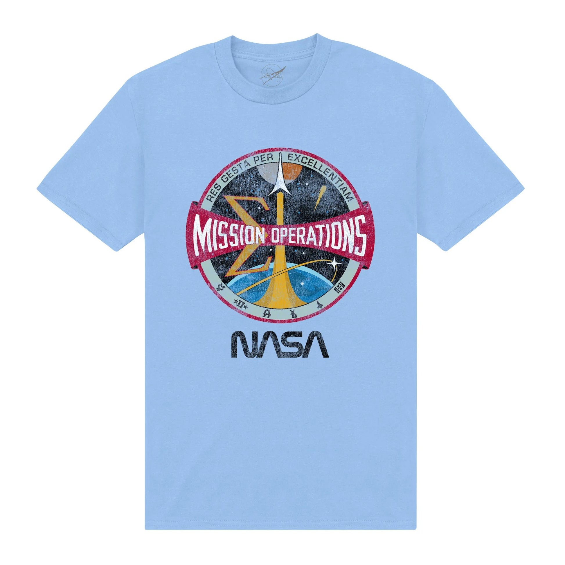Light Blue - Front - NASA Unisex Adult Mission Ops T-Shirt