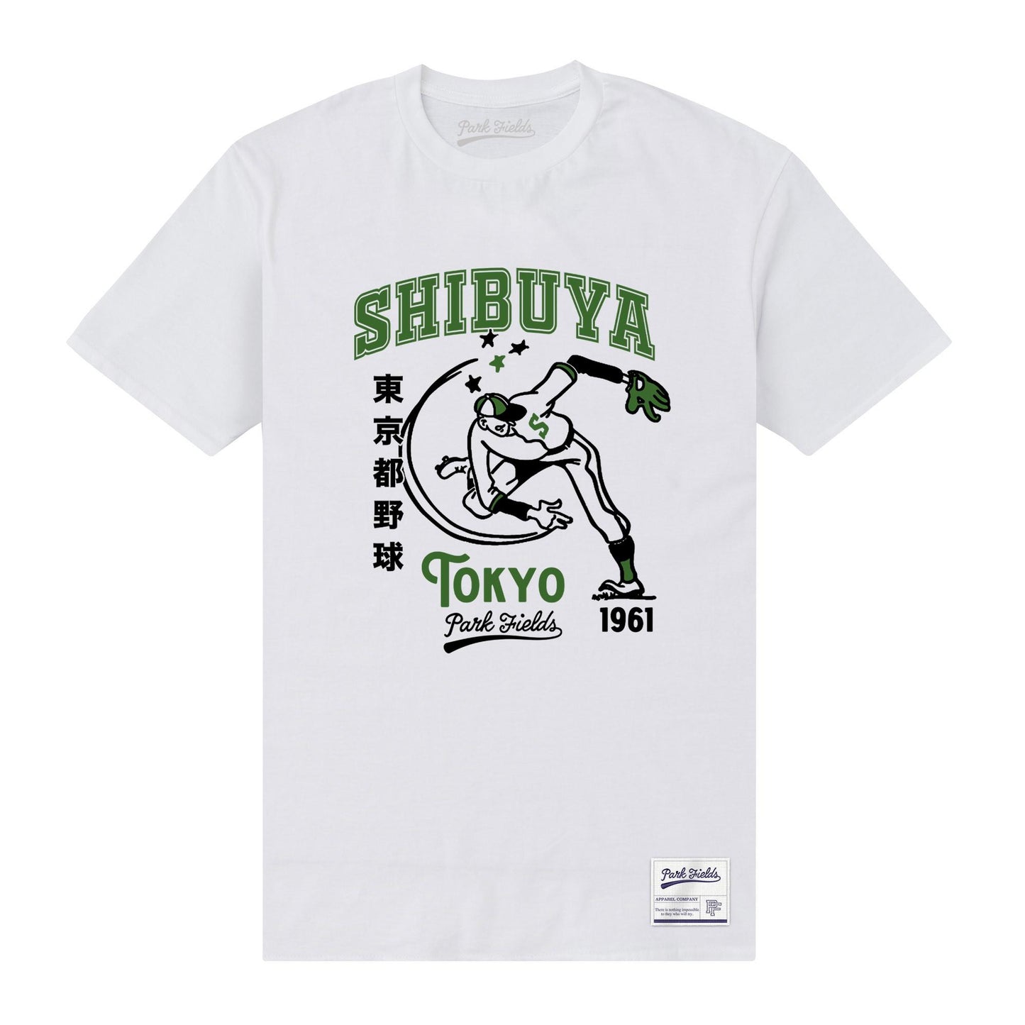 White - Front - Park Fields Unisex Adult Shibuya T-Shirt