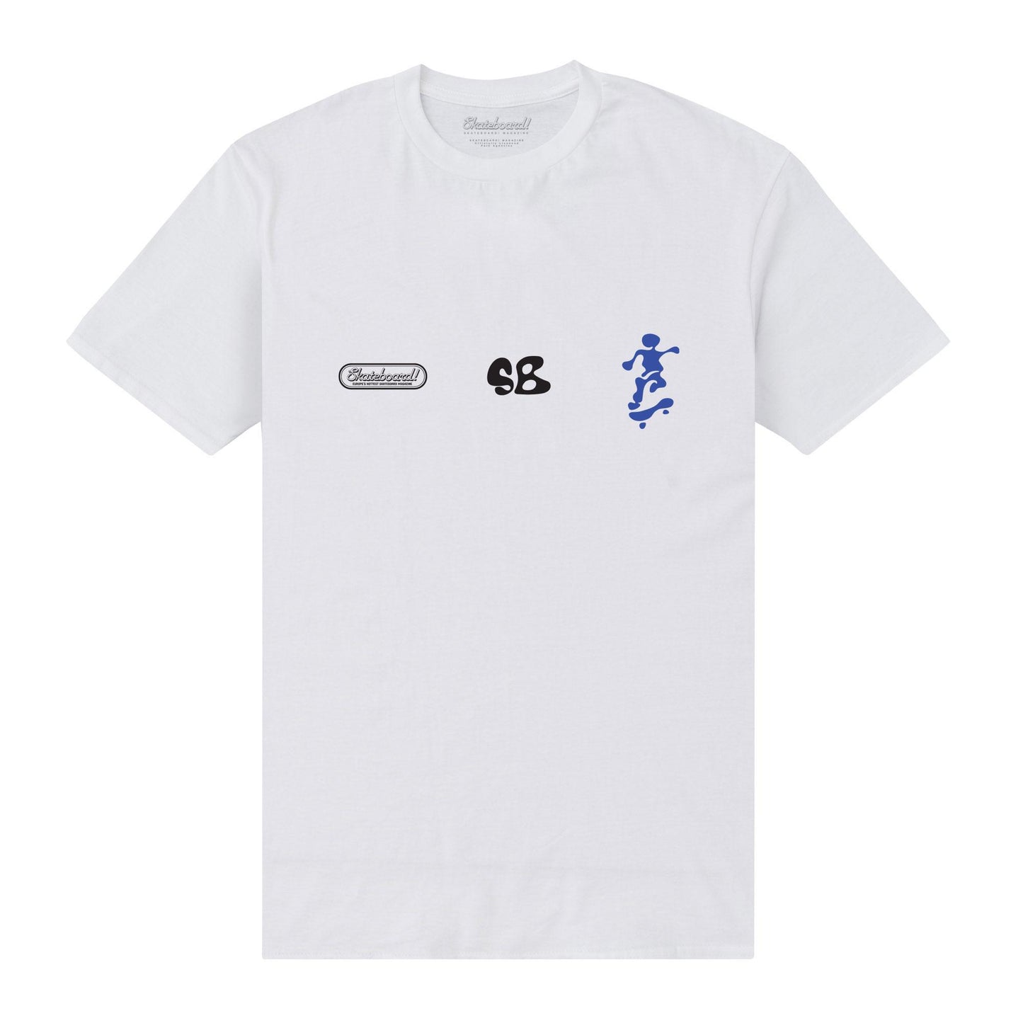 White - Front - Skateboard! Unisex Adult Magazine Stress Free T-Shirt