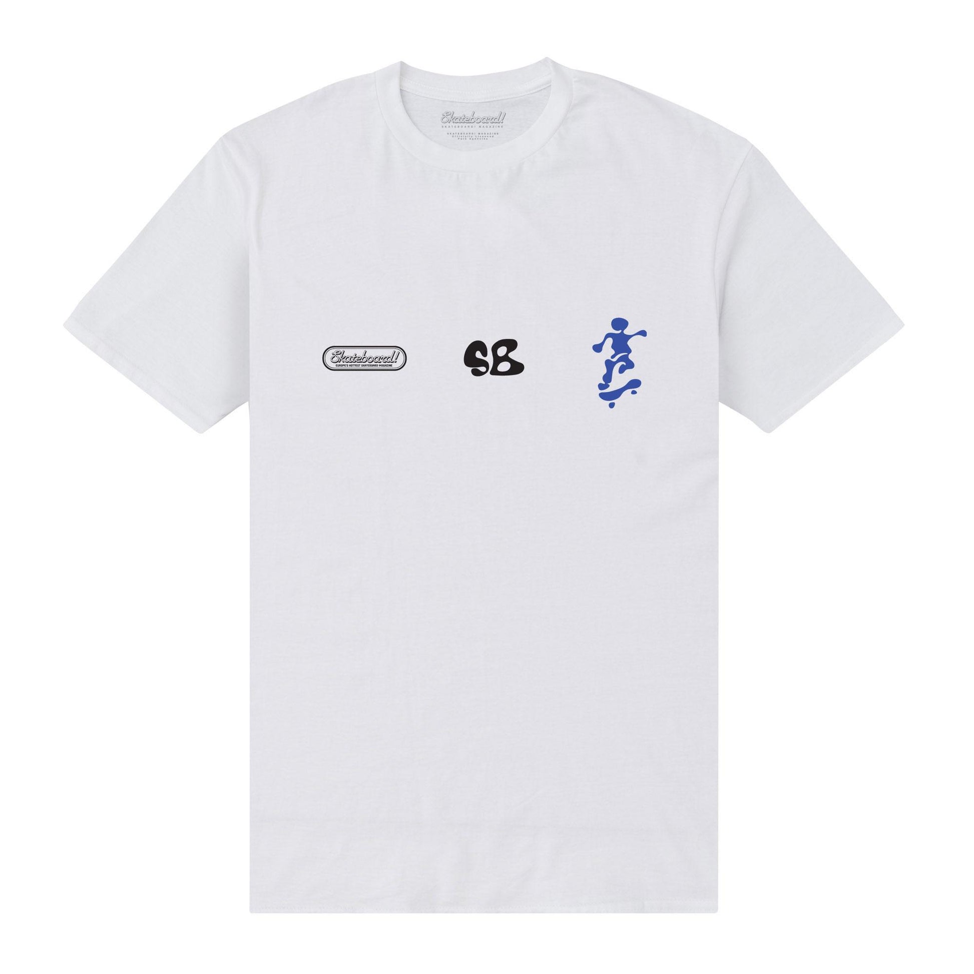 White - Front - Skateboard! Unisex Adult Magazine Stress Free T-Shirt
