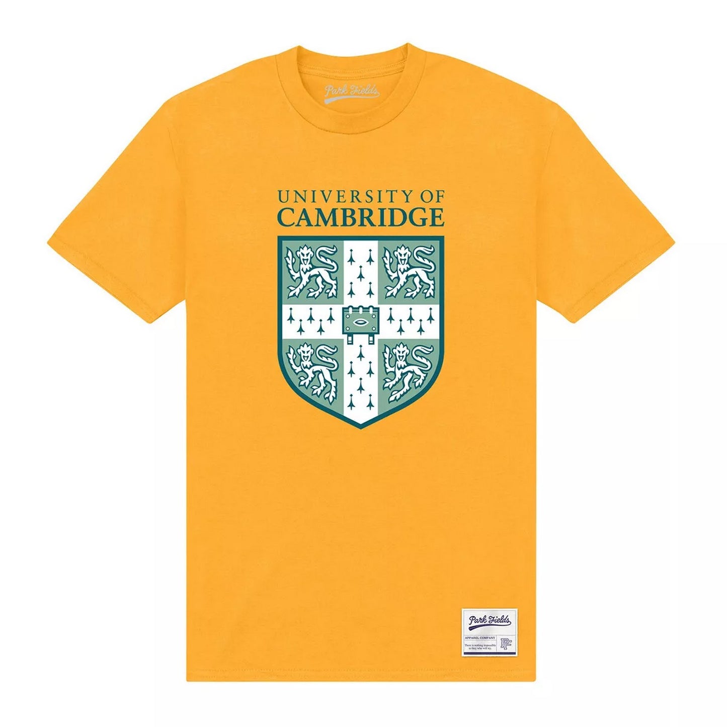 Gold - Front - Park Fields Cambridge University Unisex Adult Shield T-Shirt
