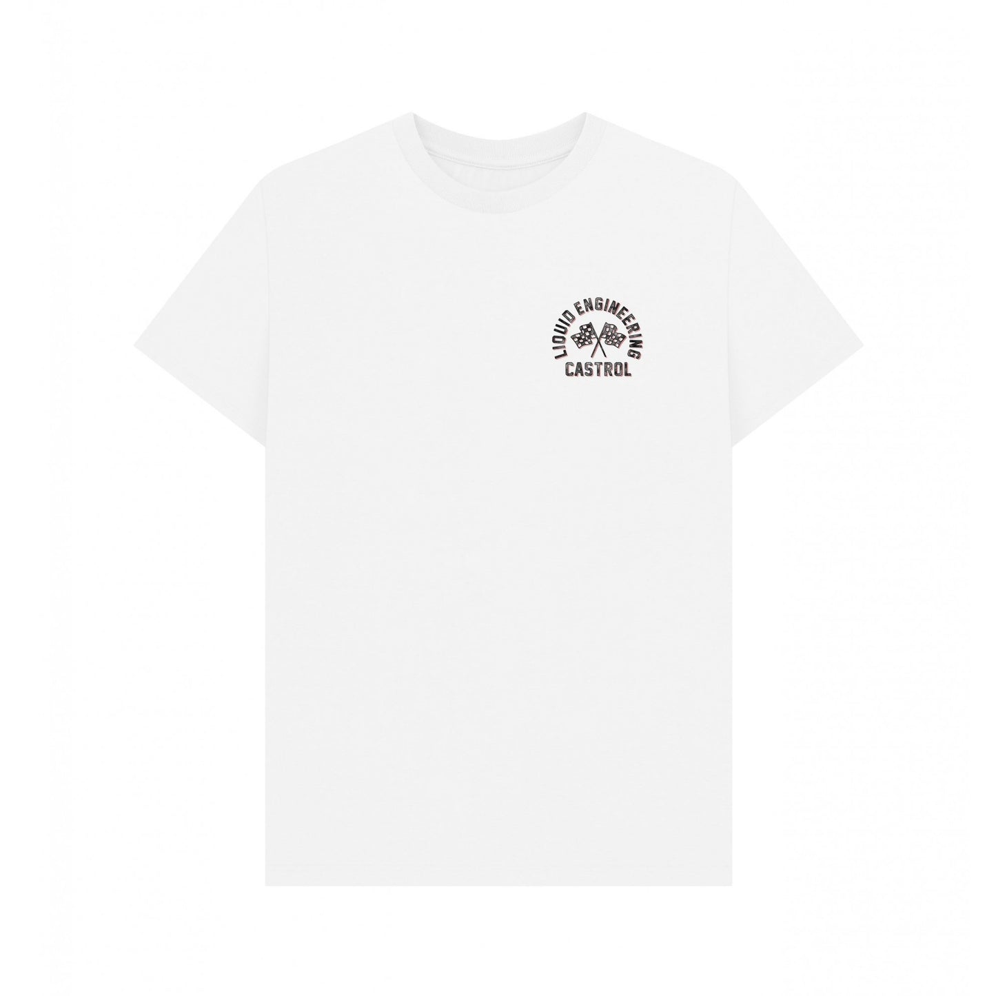 White - Front - Castrol Unisex Adult Liquid Engineering T-Shirt
