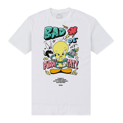 White - Front - Tweety Unisex Adult 80th Bad Ol´ T-Shirt