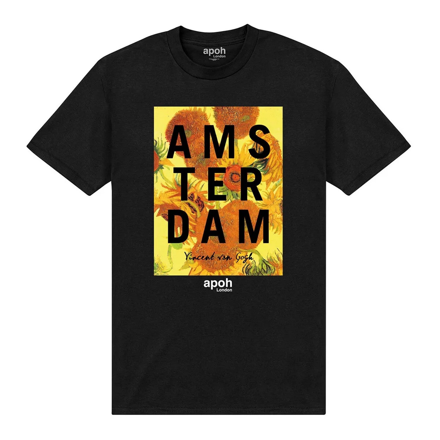 Black - Front - Apoh Unisex Adult Van Gogh Amsterdam Flower T-Shirt