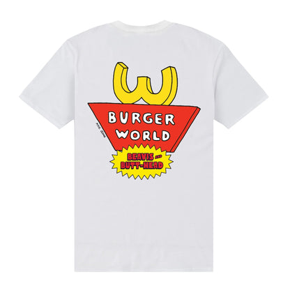 White - Back - Beavis & Butthead Unisex Adult Burger World T-Shirt