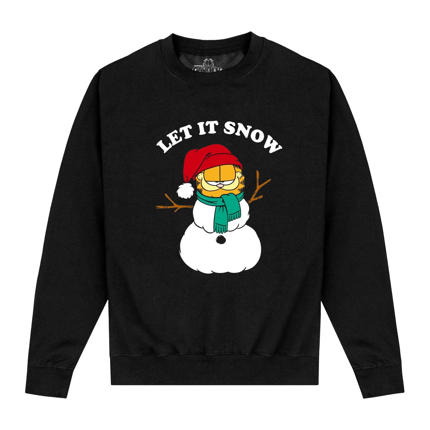 Black - Front - Garfield Unisex Adult Let It Snow Sweatshirt