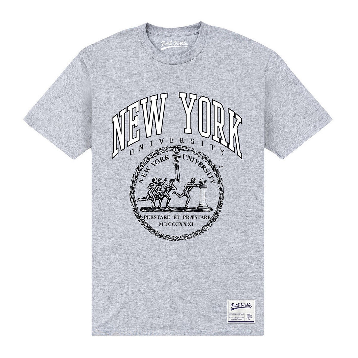 Heather Grey - Front - New York University Unisex Adult Crest T-Shirt