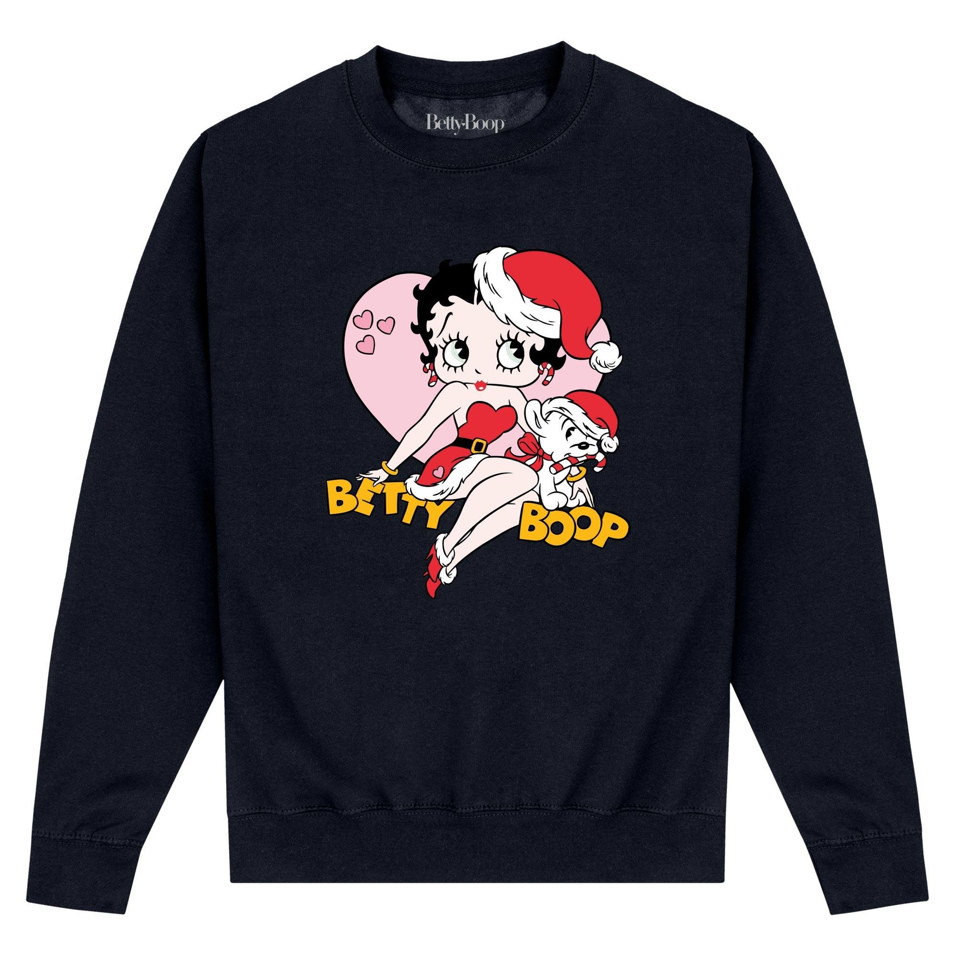 Black - Front - Betty Boop Unisex Adult Heart Sweatshirt