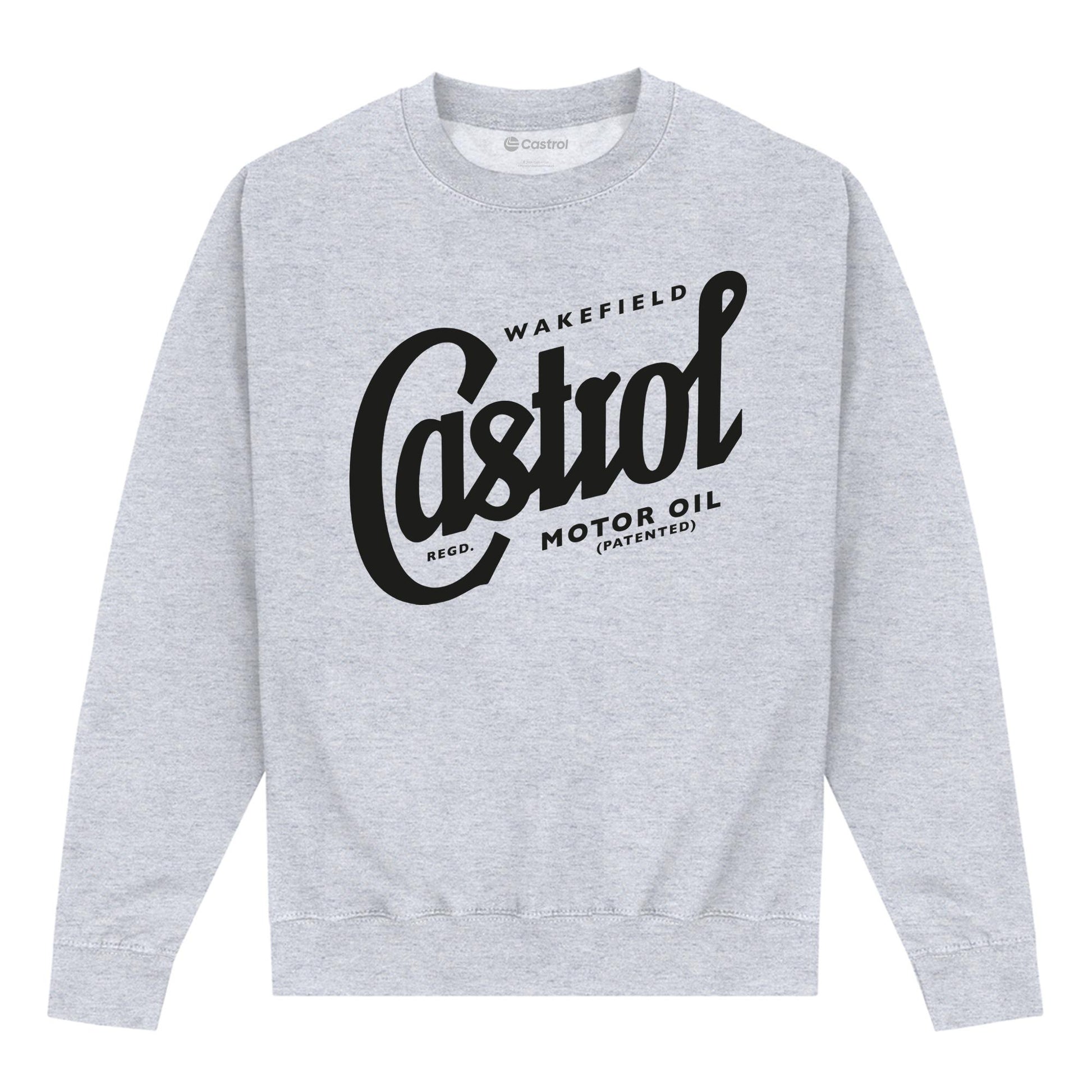 Heather Grey - Front - Castrol Unisex Adult Registered Script Sweatshirt