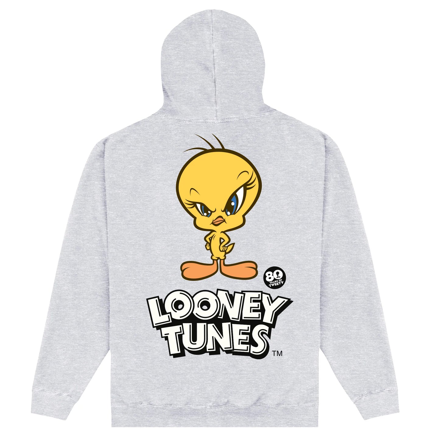 Heather Grey - Back - Tweety Unisex Adult 80th Anniversary Hoodie