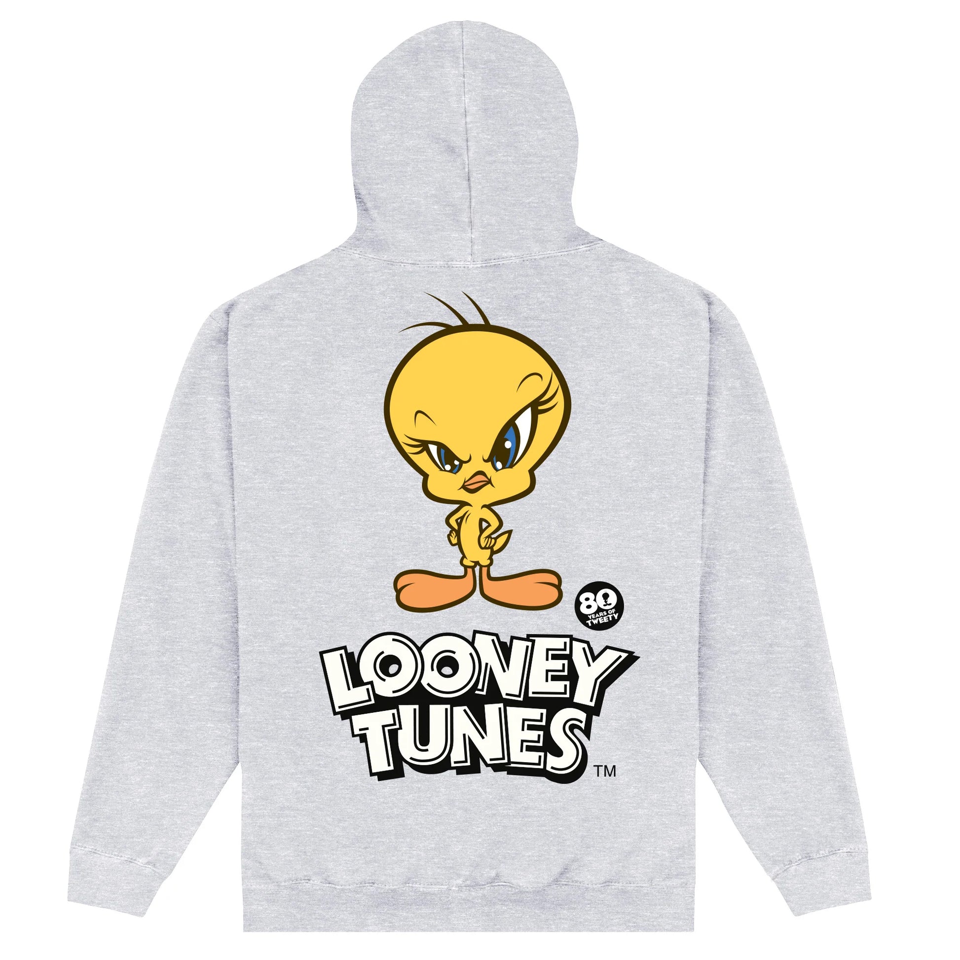 Heather Grey - Back - Tweety Unisex Adult 80th Anniversary Hoodie