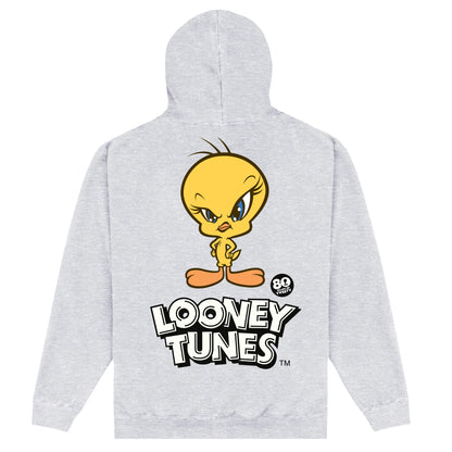 Heather Grey - Back - Tweety Unisex Adult 80th Anniversary Hoodie