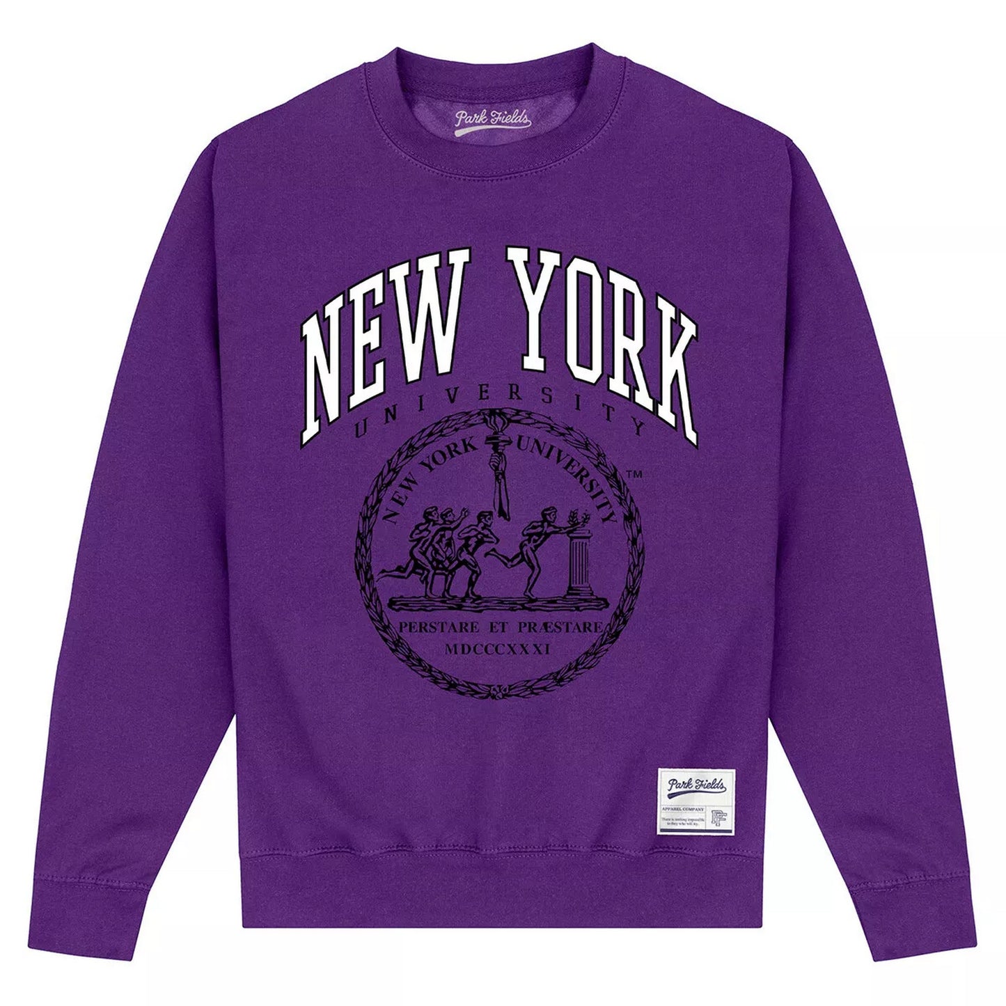Purple - Front - New York University Unisex Adult Crest Sweatshirt