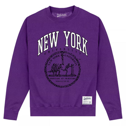 Purple - Front - New York University Unisex Adult Crest Sweatshirt
