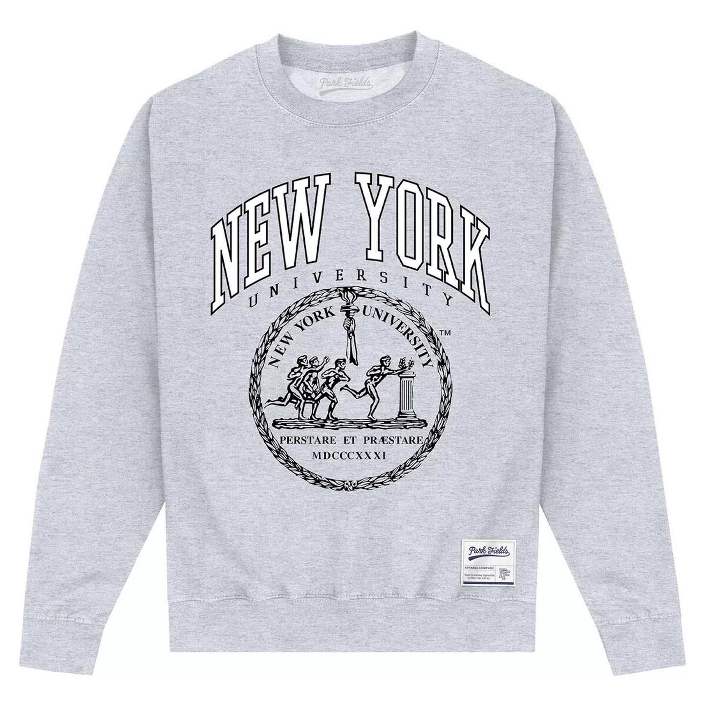 Heather Grey - Front - New York University Unisex Adult Crest Sweatshirt
