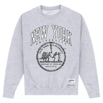 Heather Grey - Front - New York University Unisex Adult Crest Sweatshirt