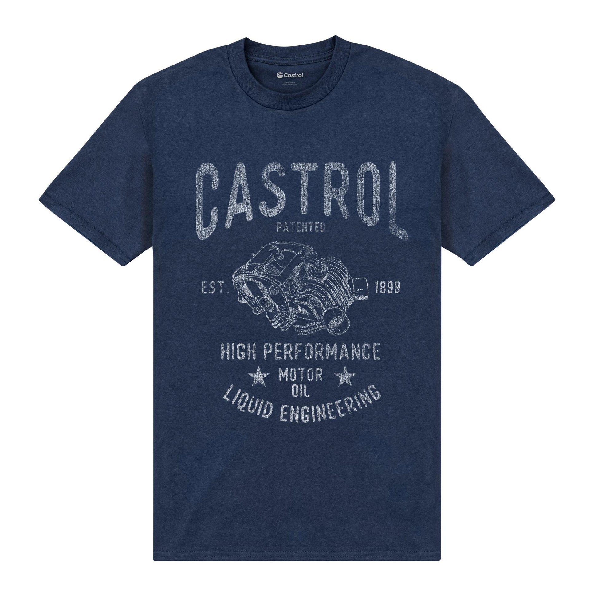 Navy Blue - Front - Castrol Unisex Adult Motor Oil T-Shirt