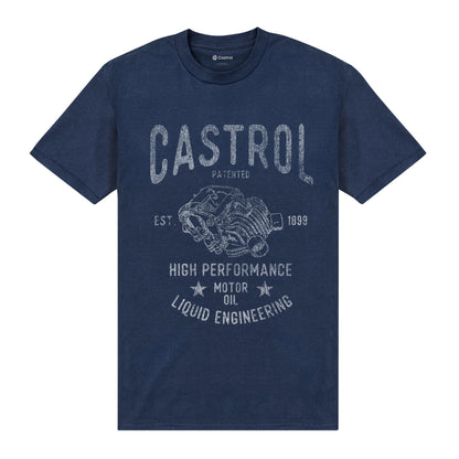 Navy Blue - Front - Castrol Unisex Adult Motor Oil T-Shirt