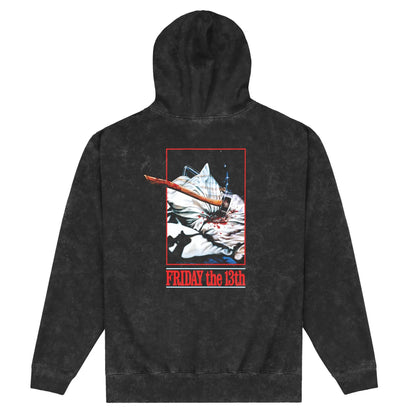 Washed Black - Back - Friday 13th Unisex Adult Acid Wash Hoodie