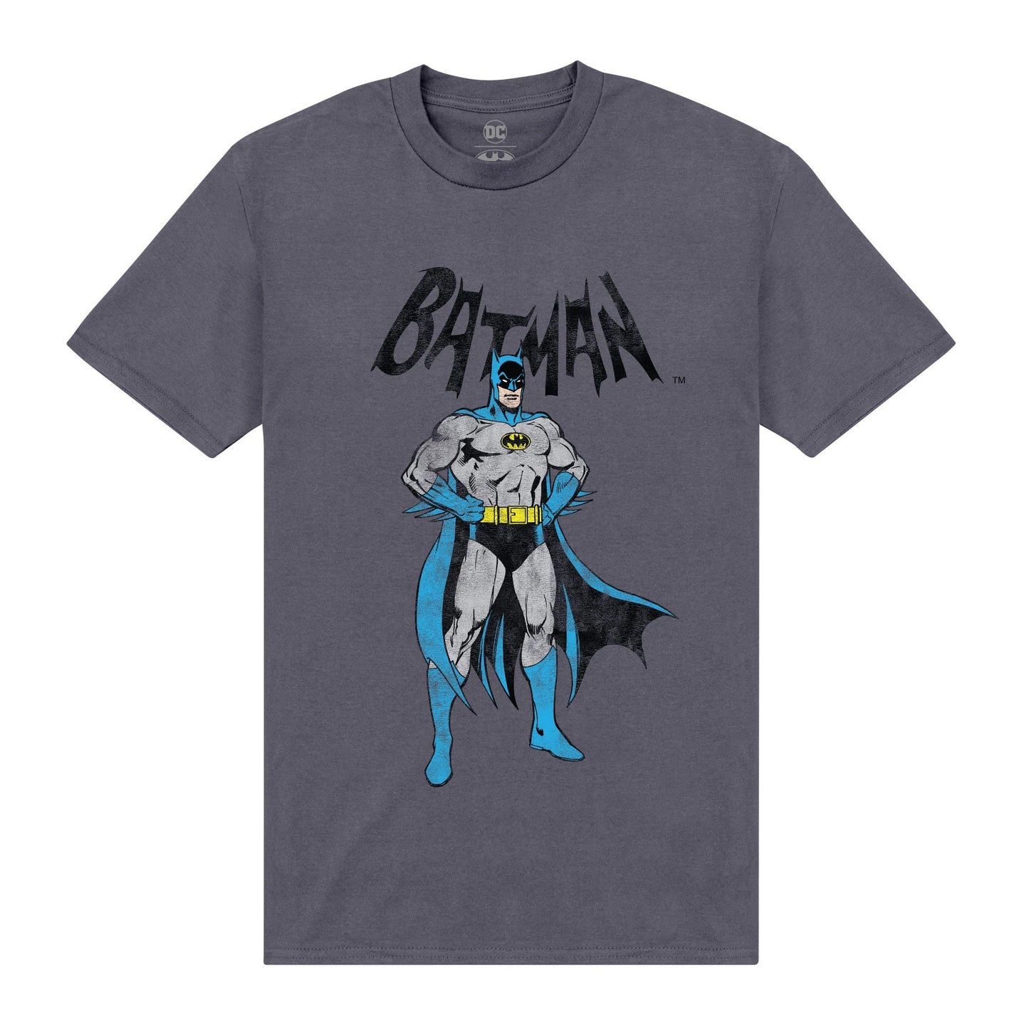 Charcoal - Front - Batman Unisex Adult Vintage T-Shirt
