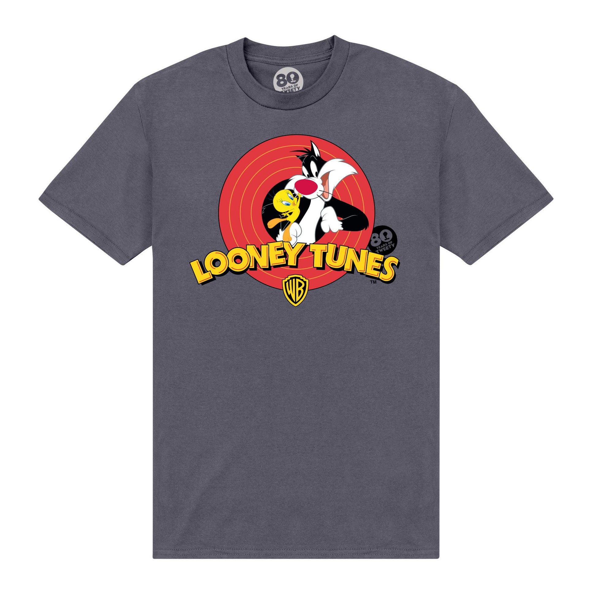 Charcoal - Front - Tweety Unisex Adult Sylvester & Tweety T-Shirt