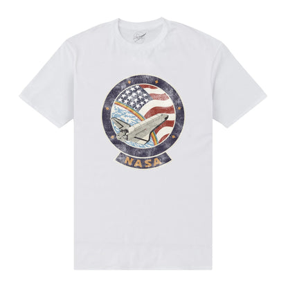 White - Front - NASA Unisex Adult Faded T-Shirt