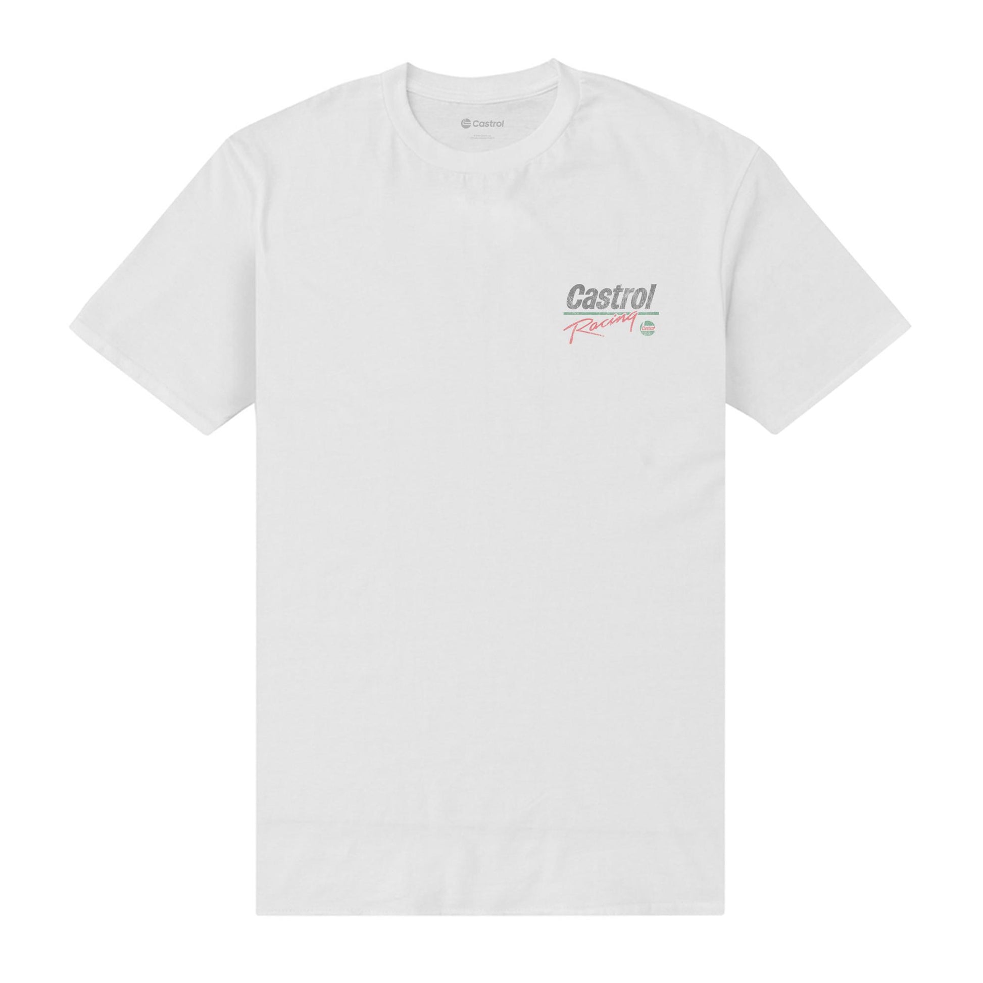 White - Front - Castrol Unisex Adult Racing Pocket Print T-Shirt