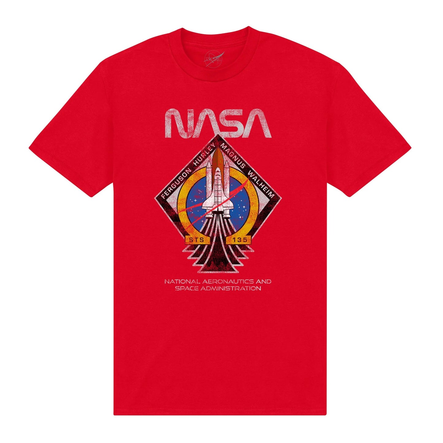 Red - Front - NASA Unisex Adult STS135 T-Shirt