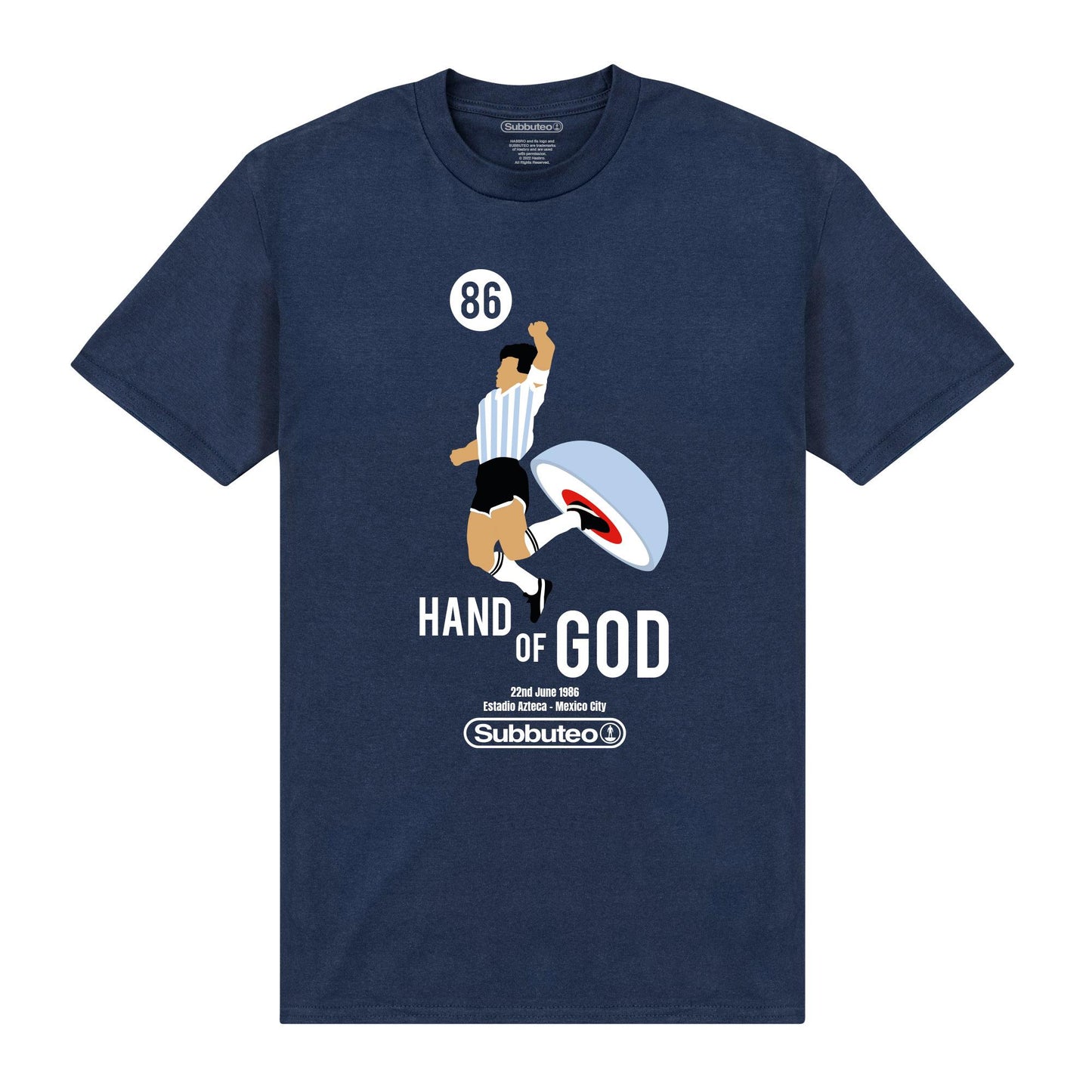 Navy - Front - Subbuteo Unisex Adult Hand Of God T-Shirt