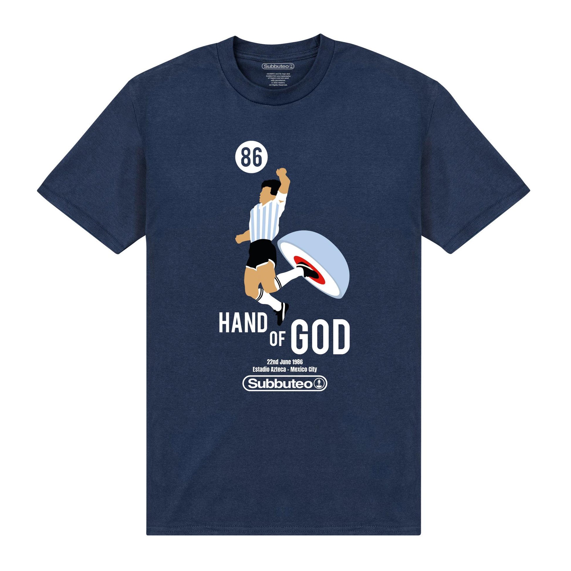 Navy - Front - Subbuteo Unisex Adult Hand Of God T-Shirt