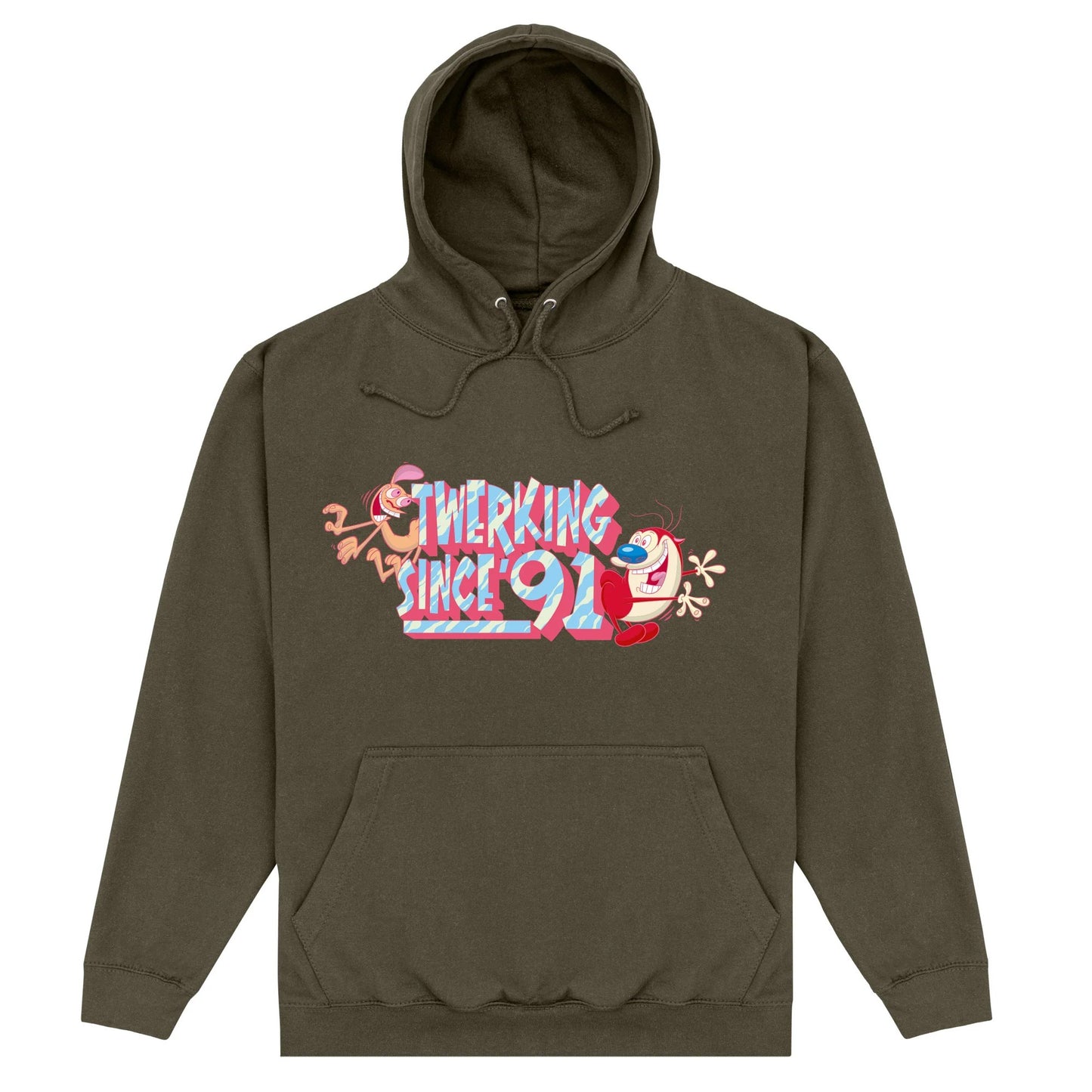 Khaki - Front - Ren & Stimpy Unisex Adult Twerking Hoodie