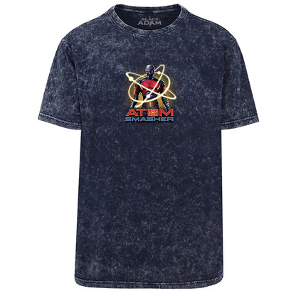 Navy - Front - Black Adam Unisex Adult Atom Smasher Acid Wash T-Shirt