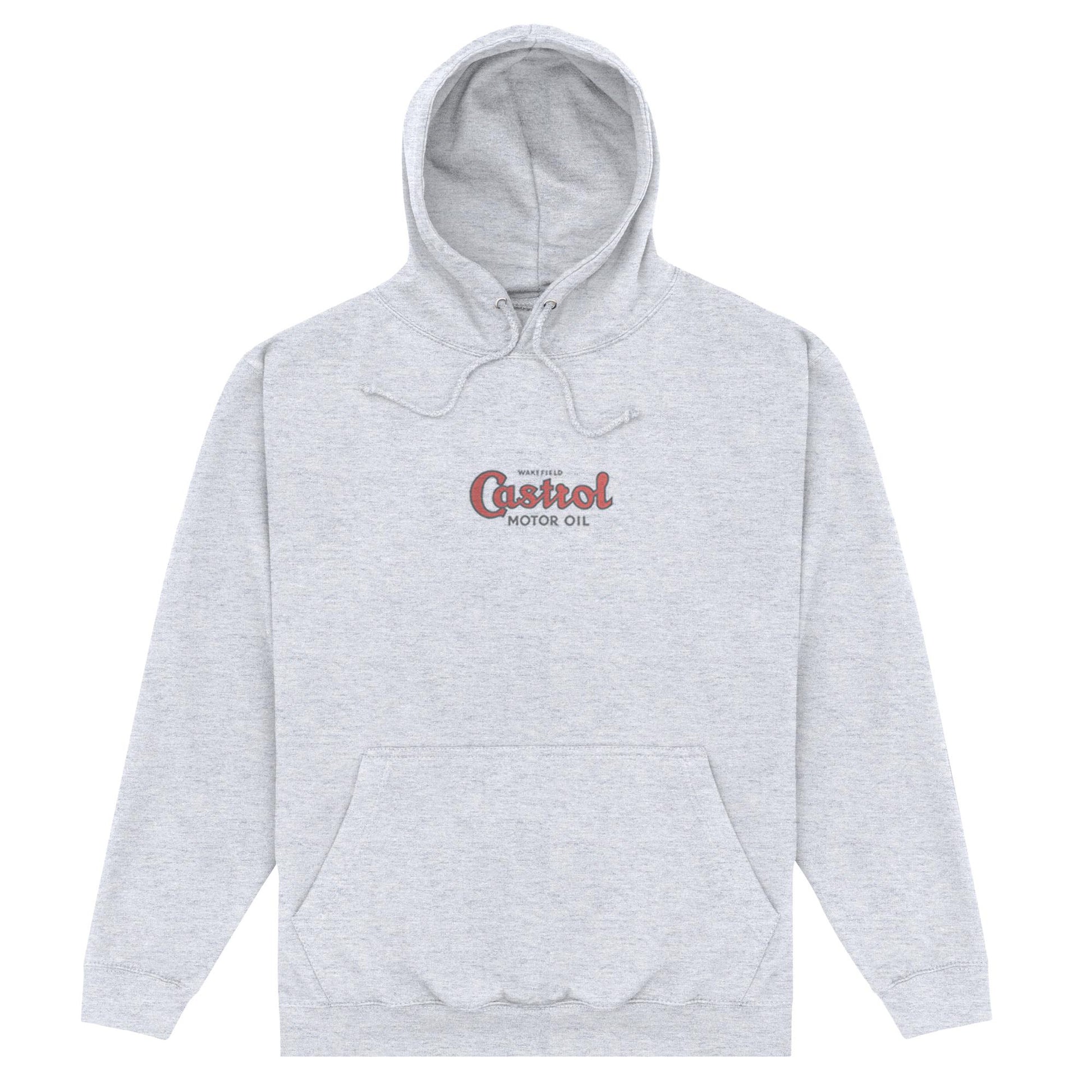 Heather Grey - Front - Castrol Unisex Adult British Owned Hoodie