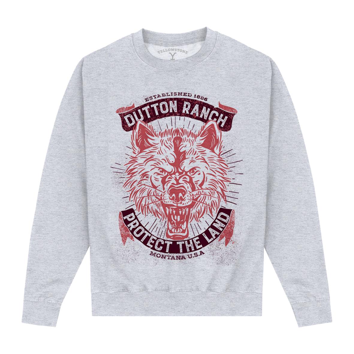 Heather Grey - Front - Yellowstone Unisex Adult Protect The Land Sweatshirt