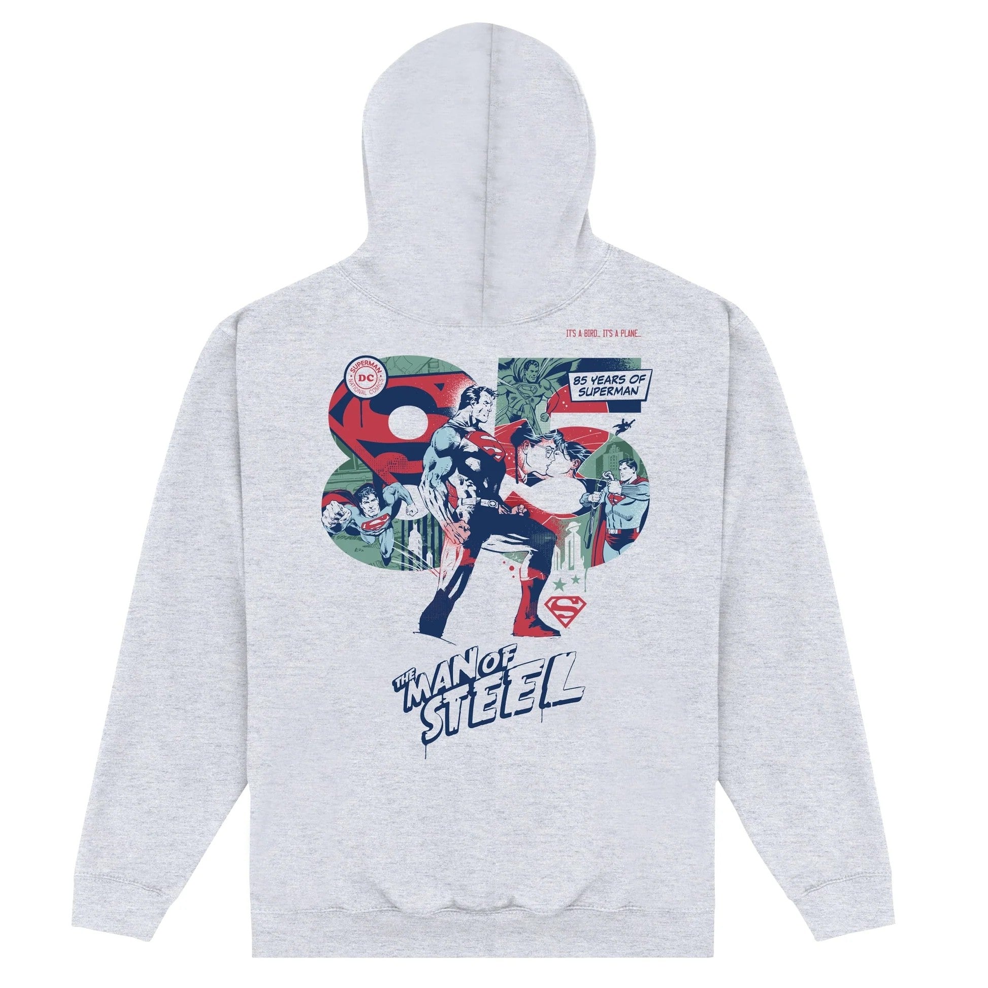 Heather Grey - Back - Superman Unisex Adult 85th Anniversary Hoodie