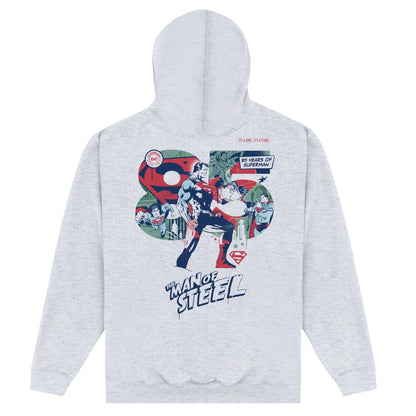 Heather Grey - Back - Superman Unisex Adult 85th Anniversary Hoodie