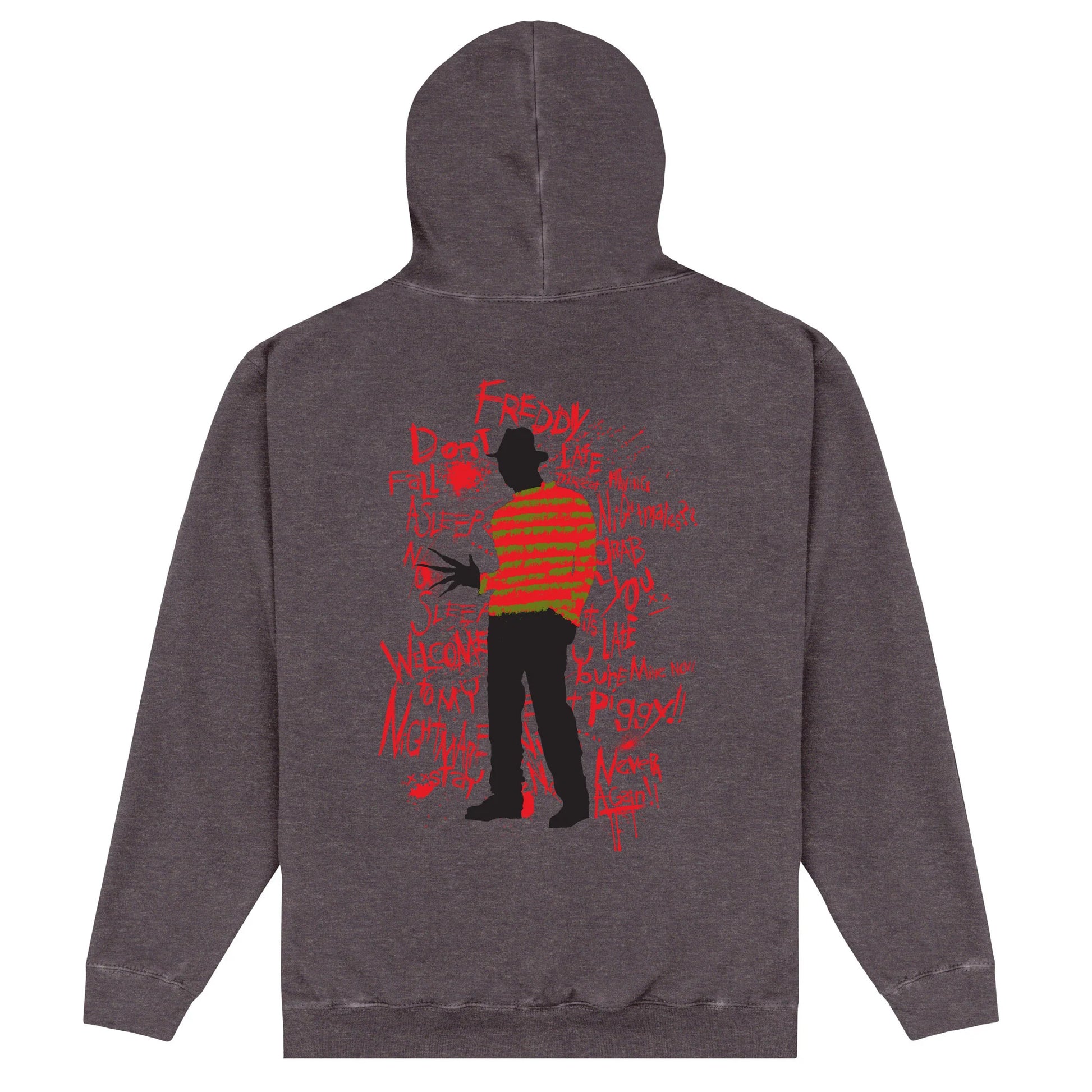 Charcoal - Back - A Nightmare On Elm Street Unisex Adult Freddy Krueger Acid Wash Hoodie