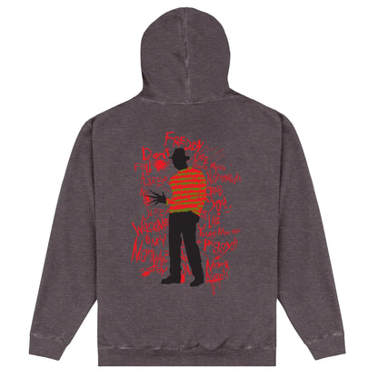Charcoal - Back - A Nightmare On Elm Street Unisex Adult Freddy Krueger Acid Wash Hoodie