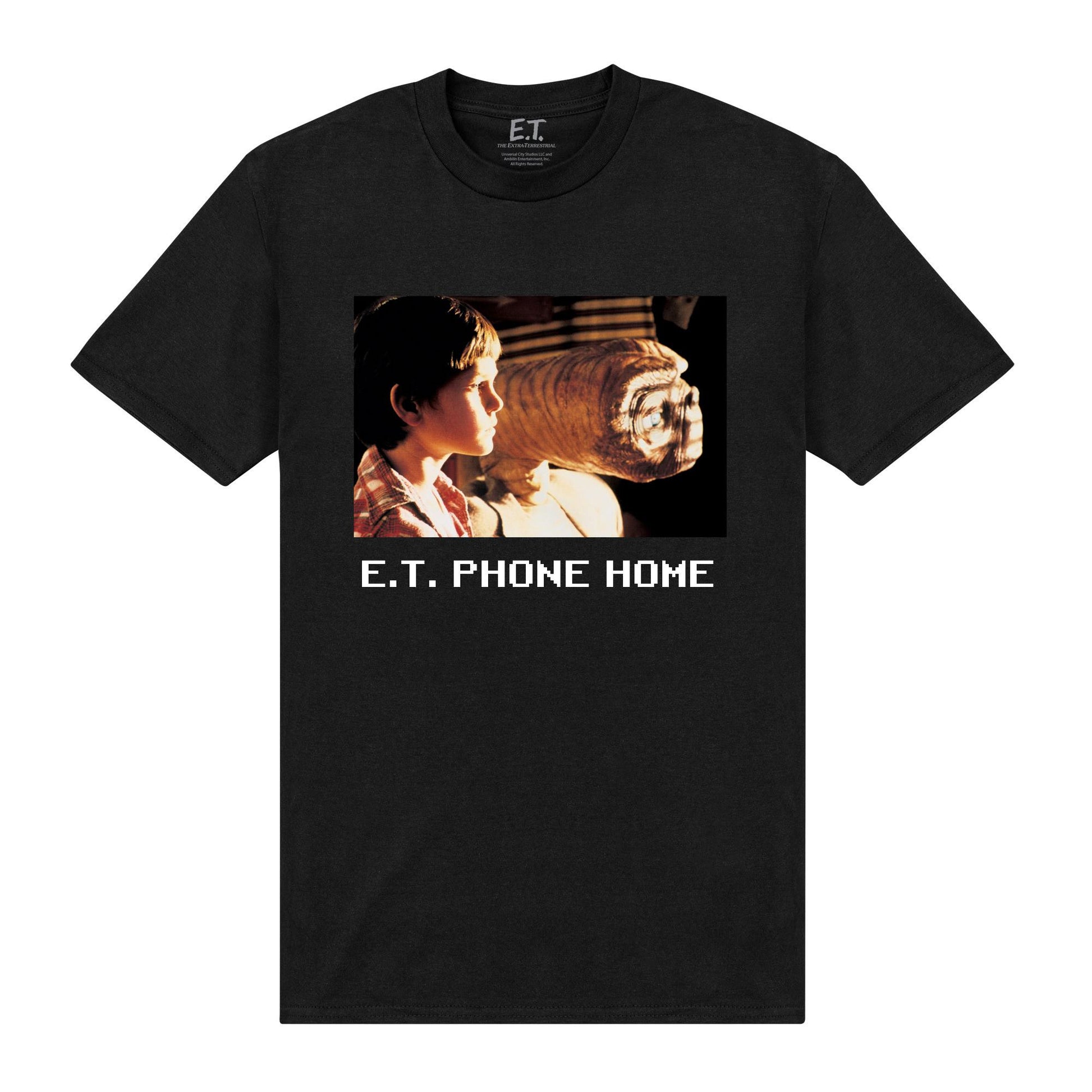 Black - Front - E.T. the Extra-Terrestrial Unisex Adult Phone Home T-Shirt