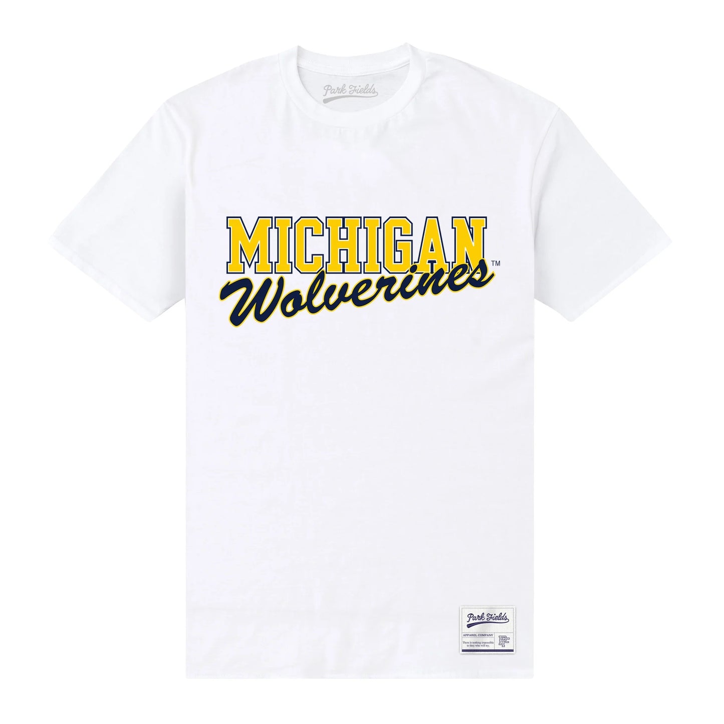 White - Front - Michigan Wolverines Unisex Adult Text T-Shirt