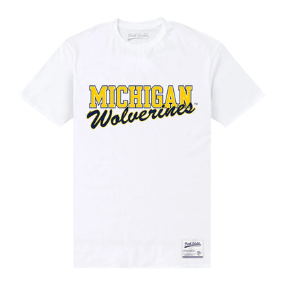 White - Front - Michigan Wolverines Unisex Adult Text T-Shirt