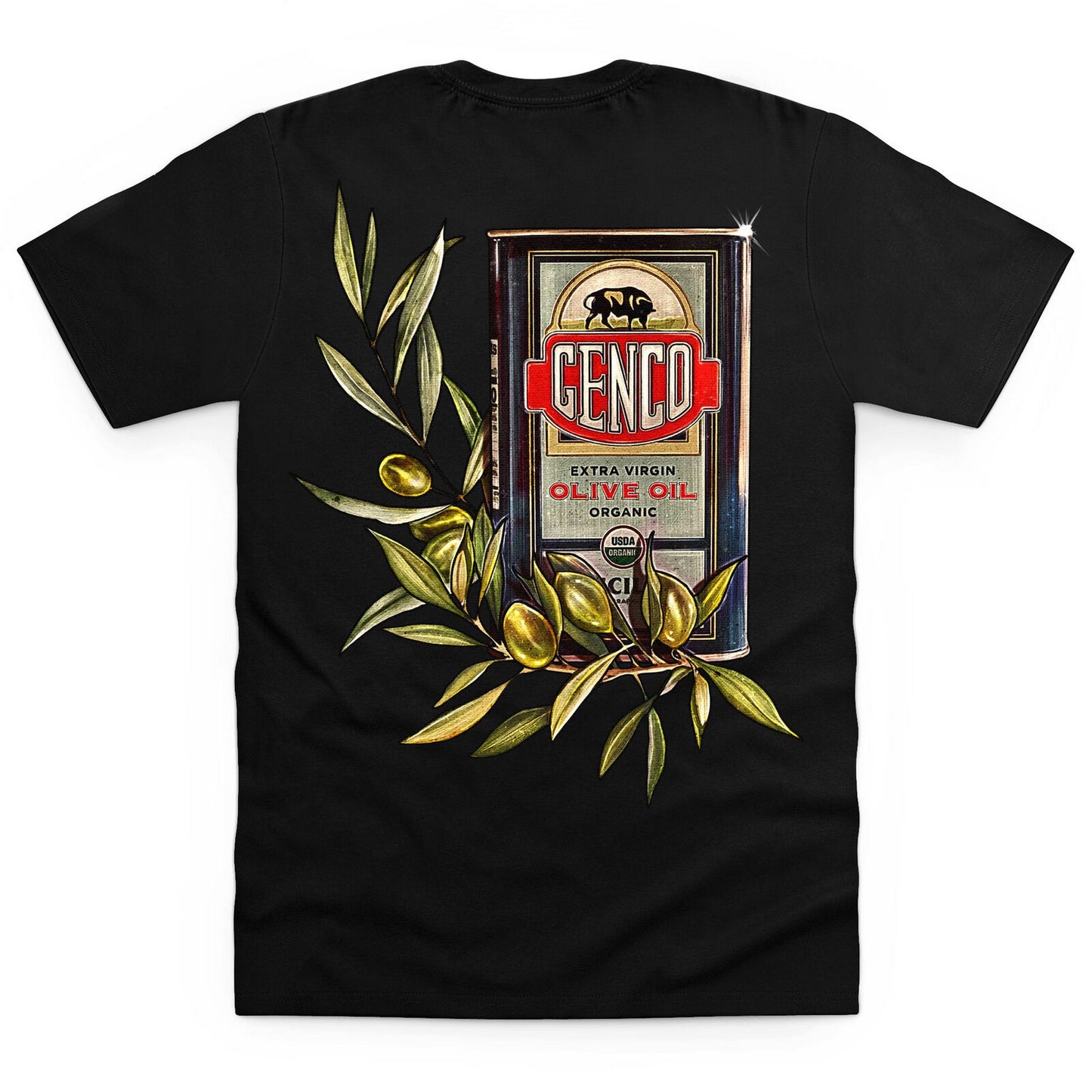 Black - Back - The Godfather Unisex Adult Genco Olive Oil T-Shirt