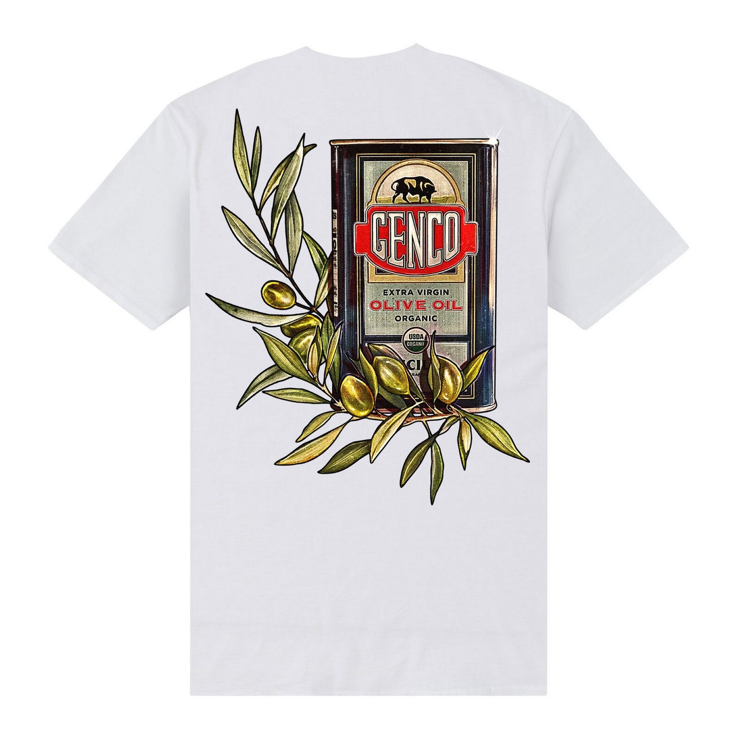 White - Back - The Godfather Unisex Adult Genco Olive Oil T-Shirt