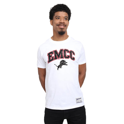 White - Lifestyle - East Mississippi Unisex Adult EMCC Distressed T-Shirt