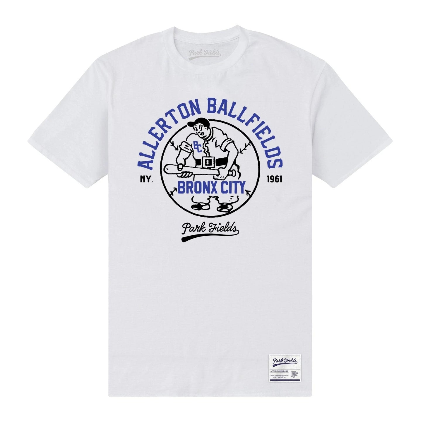 White - Front - Park Fields Unisex Adult Bronx T-Shirt