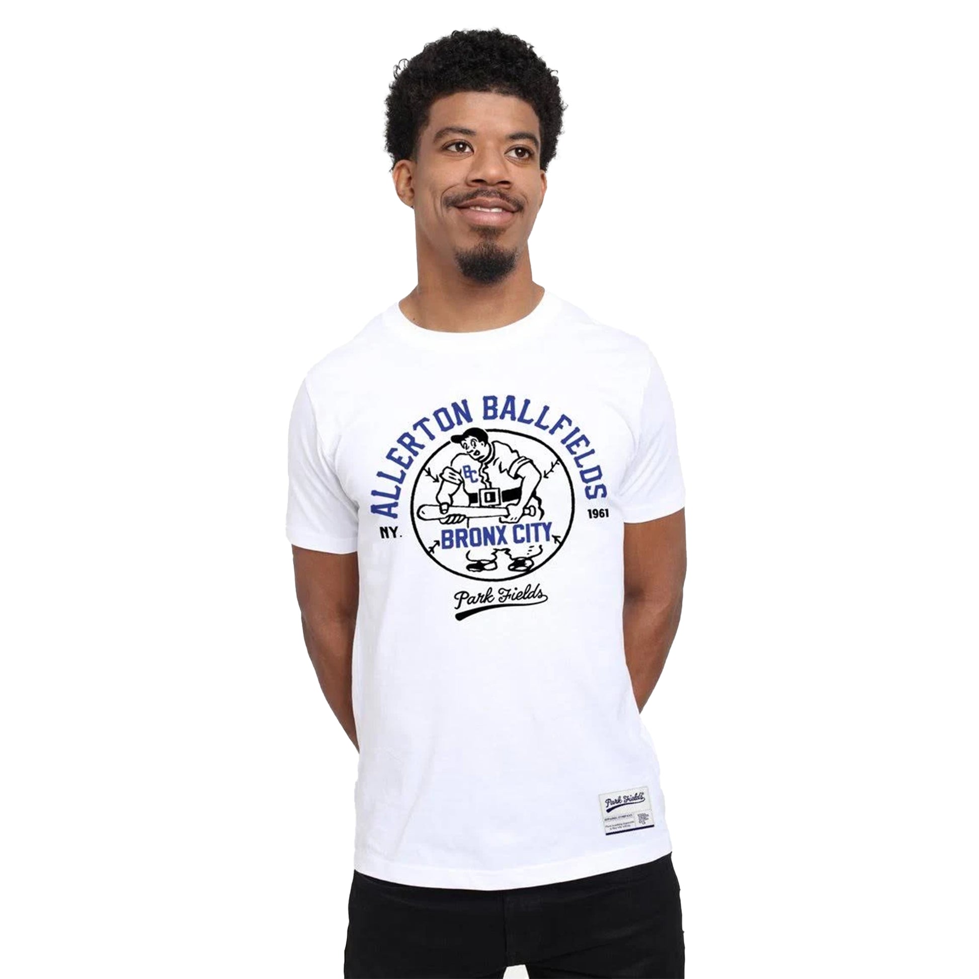 White - Side - Park Fields Unisex Adult Bronx T-Shirt