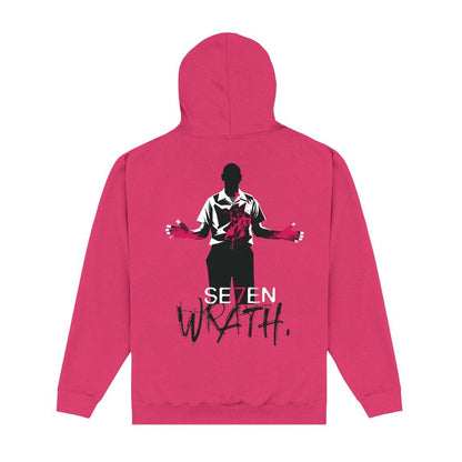 Hot Pink - Back - Se7en Unisex Adult Hoodie