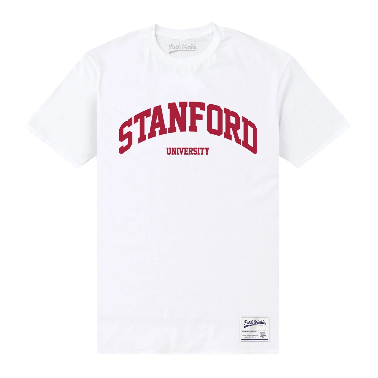 White - Front - Stanford University Unisex Adult Script T-Shirt