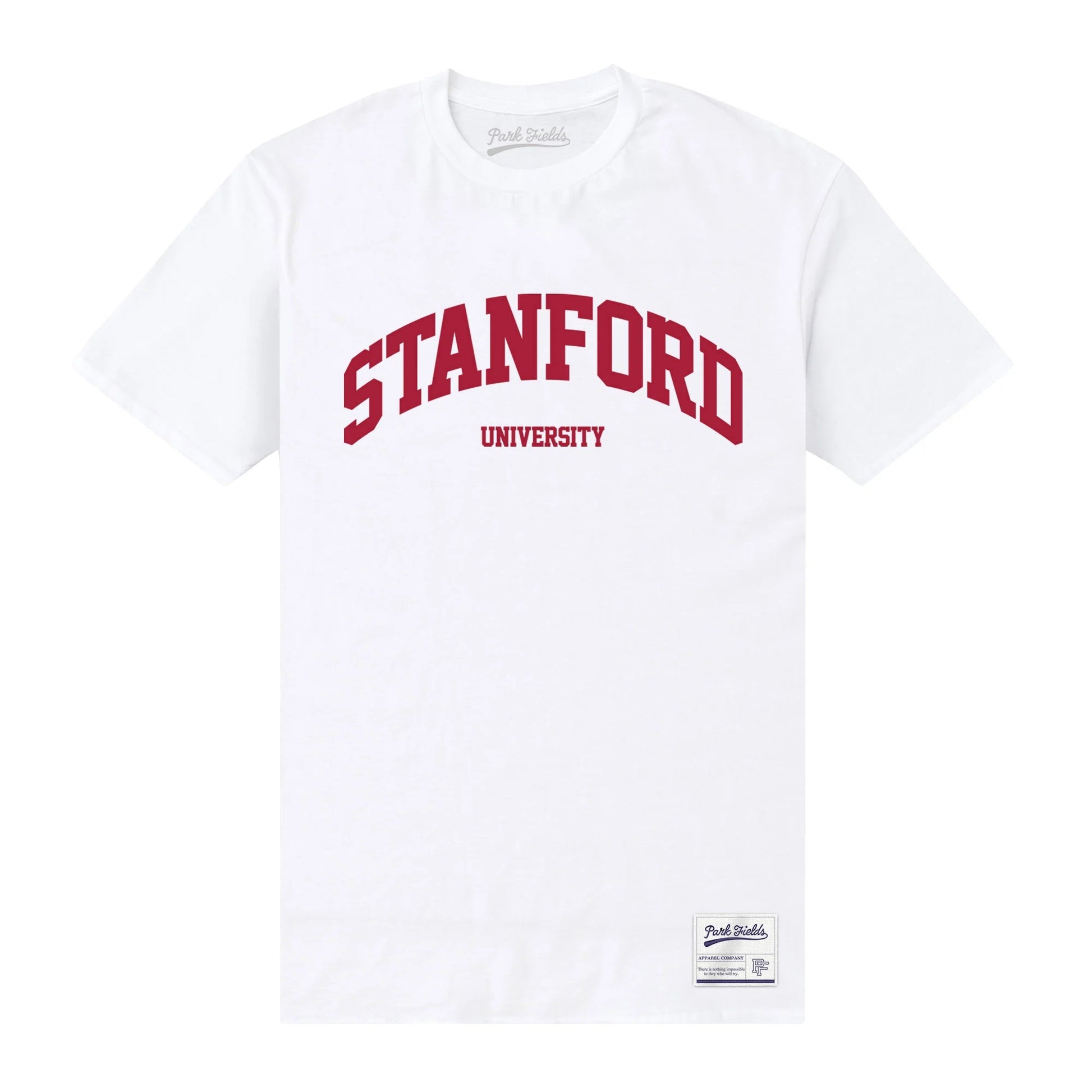 White - Front - Stanford University Unisex Adult Script T-Shirt